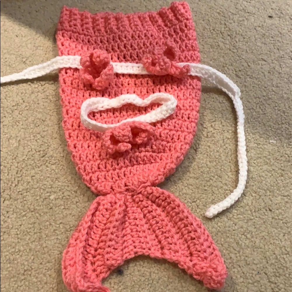 Hand made mermaid new born outfit